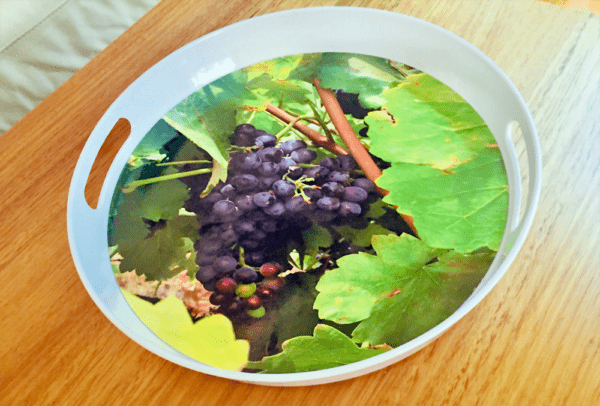 Round Melamine Tray With Grapes