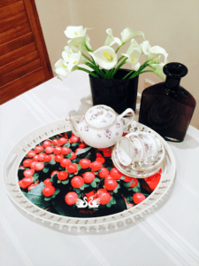 Winter Berries On Table With China And Vases 2