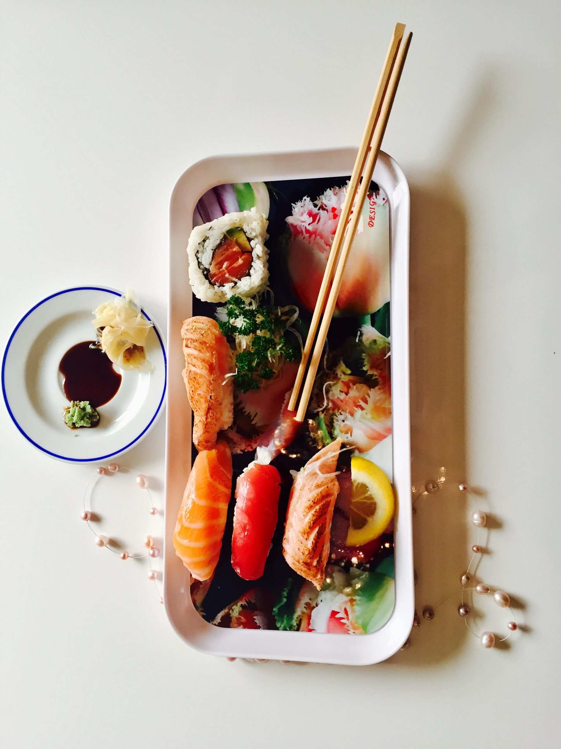 Sushi Tray With Food Vertical